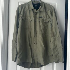 Wrangler men’s mixed media button down fishing shirt regular fit large